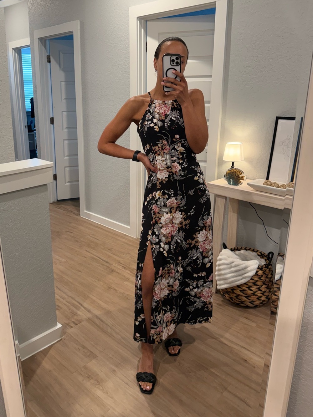 Floral Halter Maxi Dress w/ Side Slit